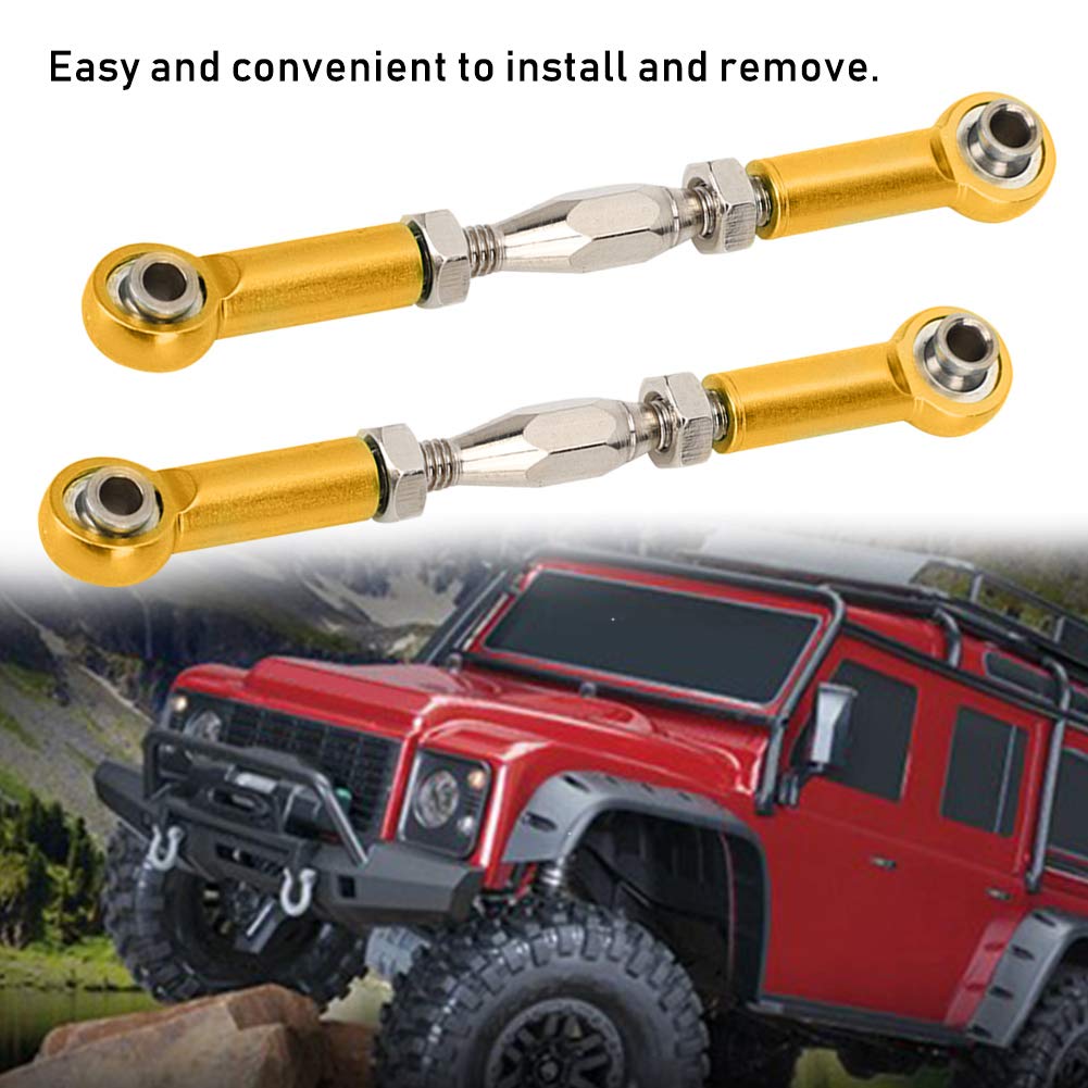 RC Pull Rod, RC Car Turnbuckle, 6Pcs Adjustable Servo Links Tie Rod Aluminum Alloy Turnbuckle Rod Linkage Set for RC Hobby Car Model Rc Turnbuckles Rc Turnbuckles (Gold)