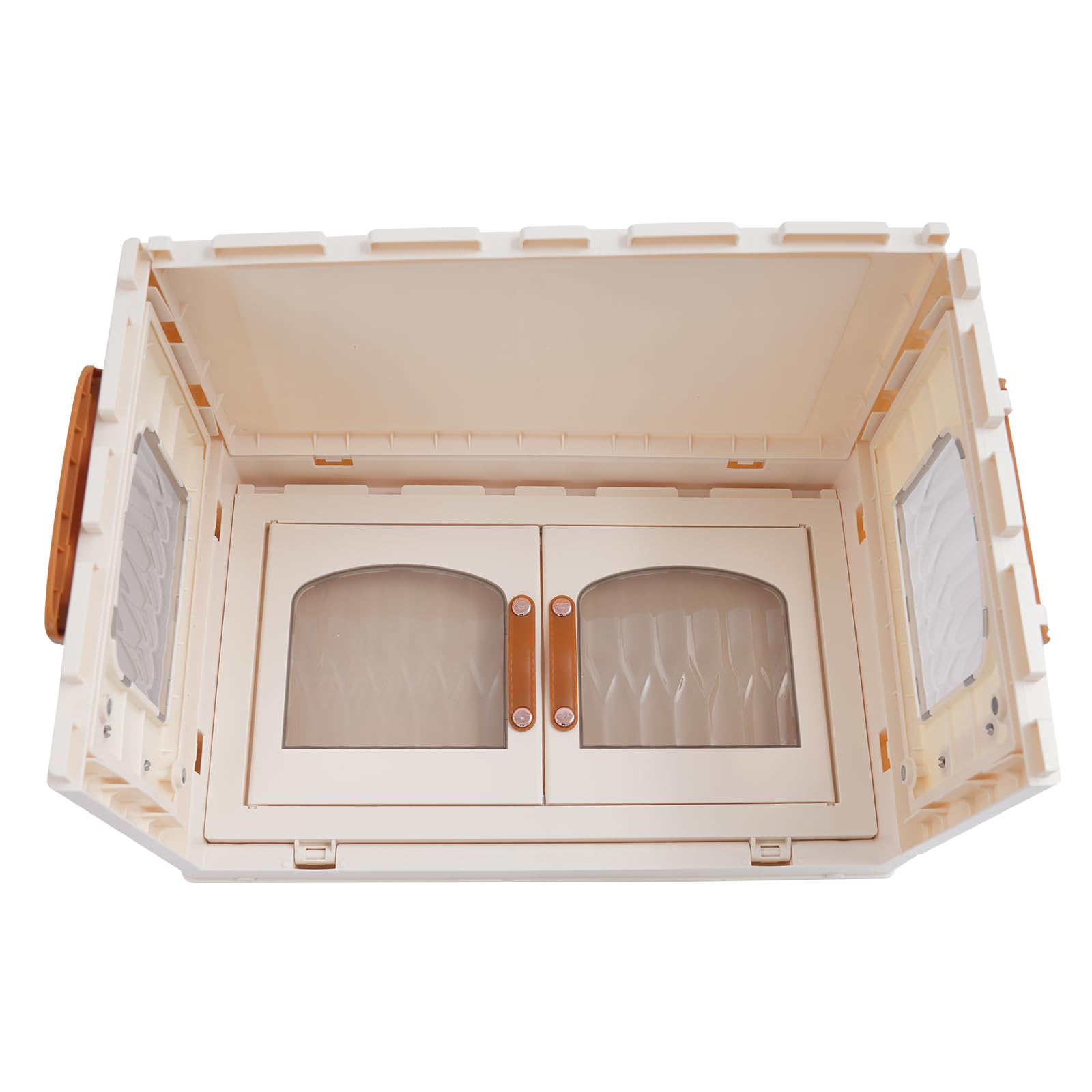 Caja de almacenamiento plegable de 2 piezas con tapa, cajas de plástico apilables con ruedas, puerta de apertura lateral, unidad de almacenamiento para dormitorio, baño, cocina