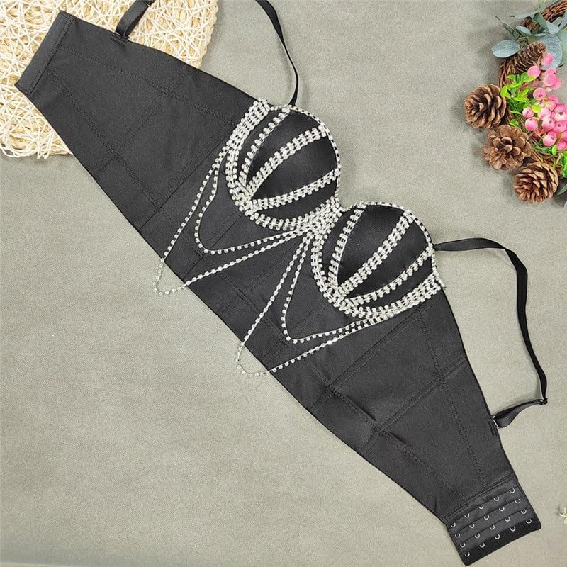 Diamond Chain Fishbone Bra Wrap Outer Wear Top Nightclub Performance Clothes Body Shaping