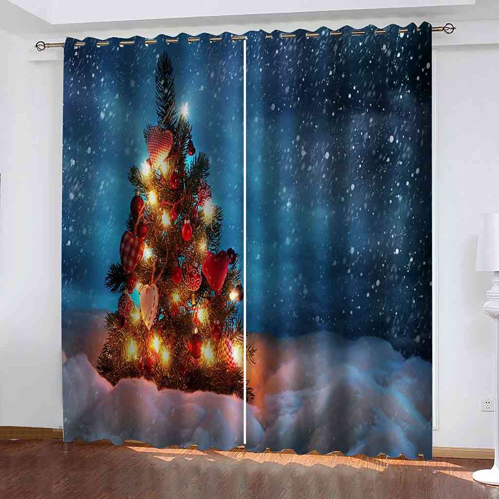 Rideaux à oeillets impression 3D haut de gamme motif hivernal pour un salon moderne