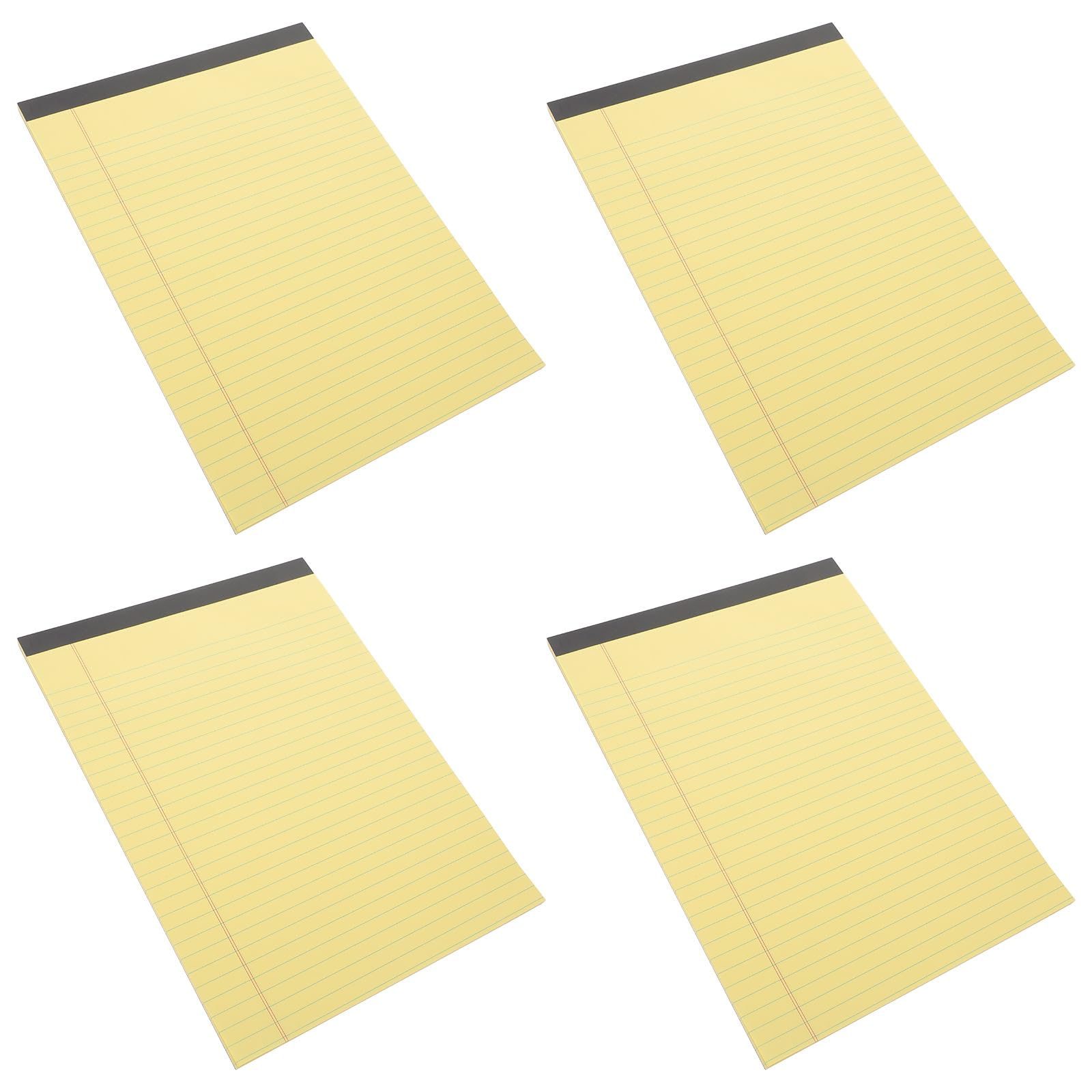 Blocco Note Carta Facile da Scrivere Giallo 4 Pezzi A4 Righe e Design Staccabile per Ufficio e Appunti di Lavoro