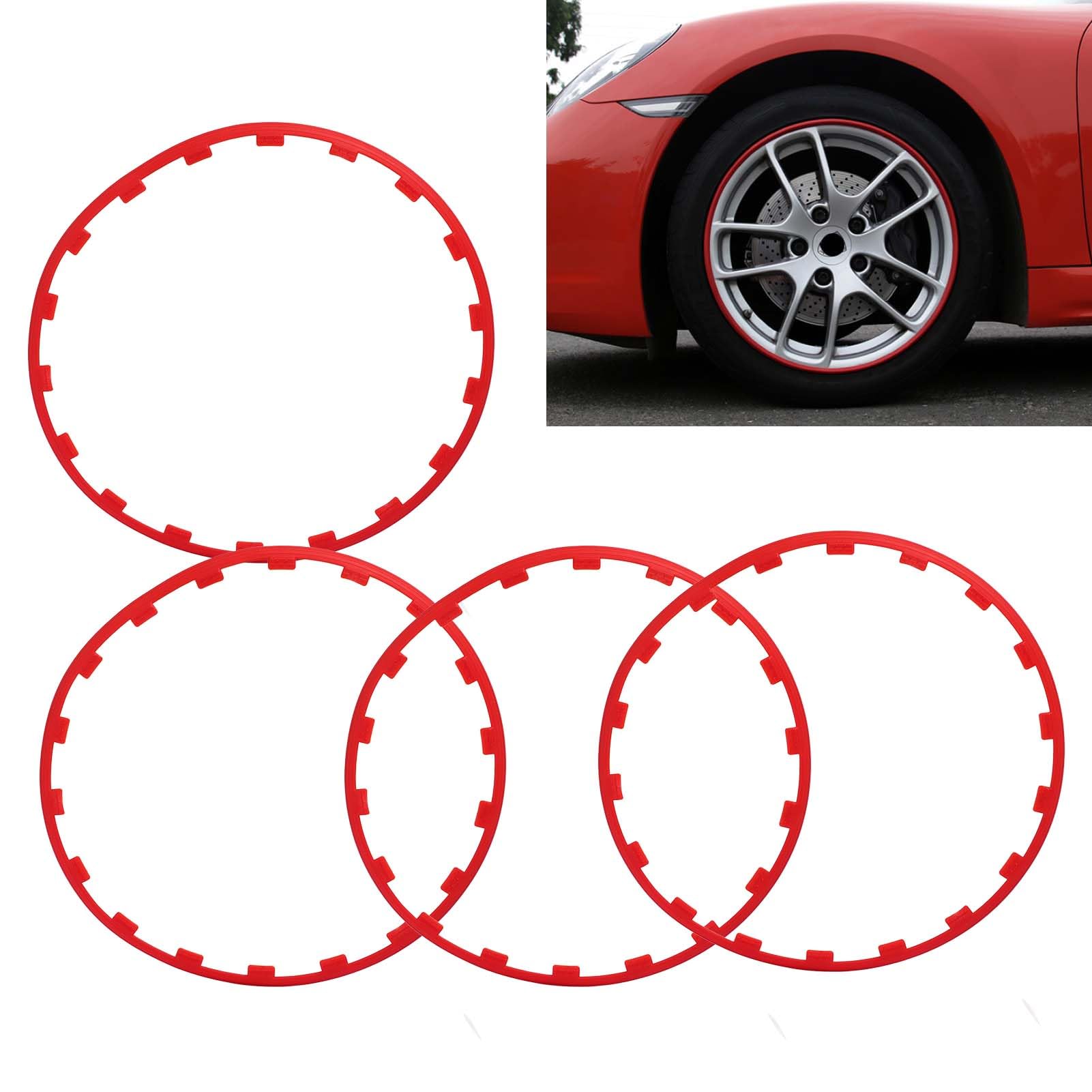 CHICIRIS Radkantenschutzring Rot Nylon Felgenschutzring für Räder 4 Stück