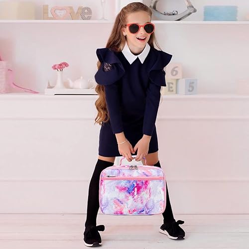 Miniatura 4 de Lonchera para niños y niñas, bolsa con aislamiento para el almuerzo, kit de bolsas de almuerzo reutilizables para la escuela y los viajes (galaxia