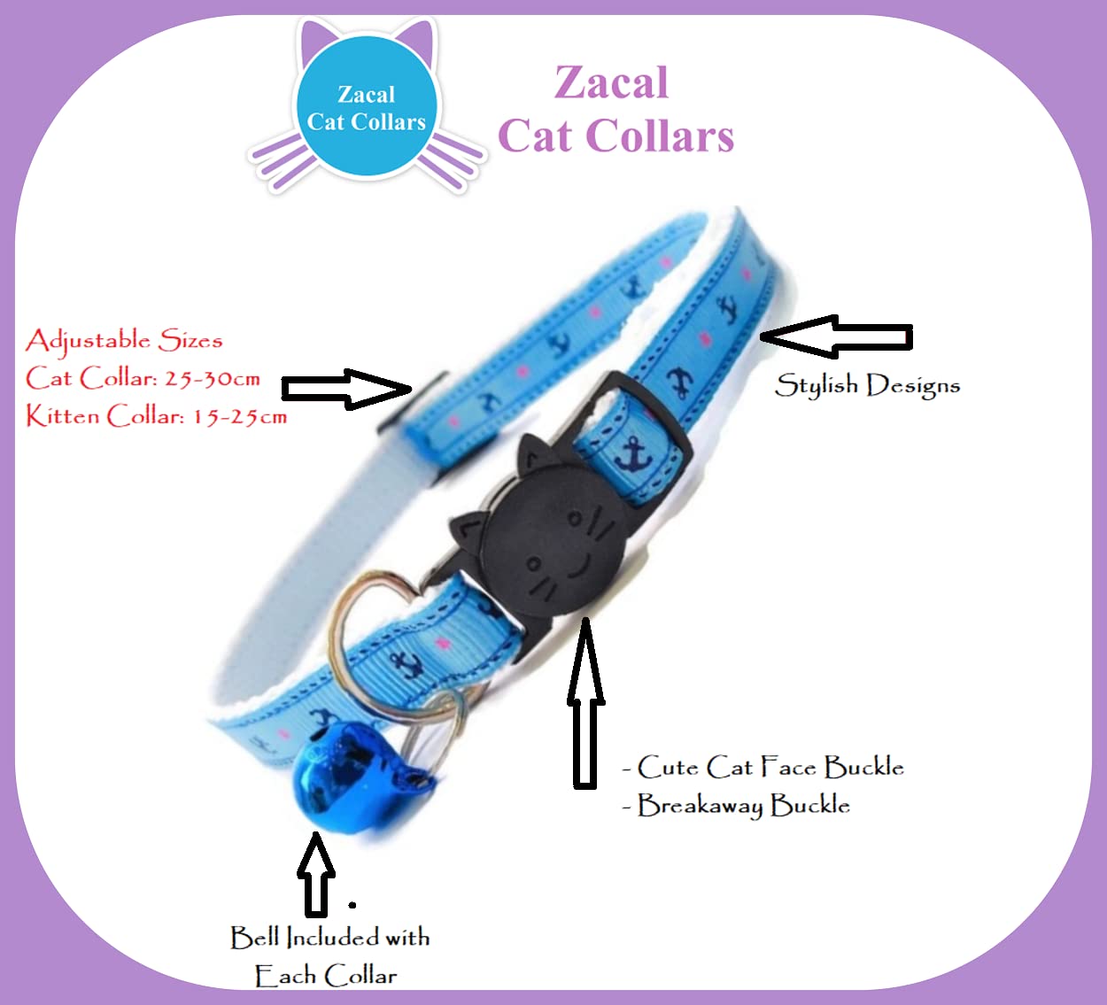 Velvet Cat Collars with Bell, Navy Blue, Cat Collar (14cm - 24cm) - Image 4