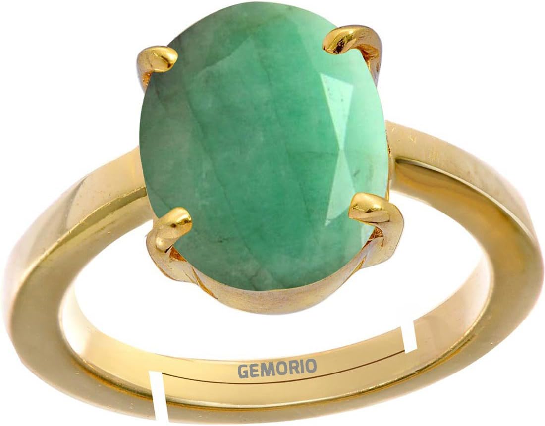 GemorioEmerald Panna 7.5cts or 8.25ratti Stone Panchdhatu Adjustable Ring for Men