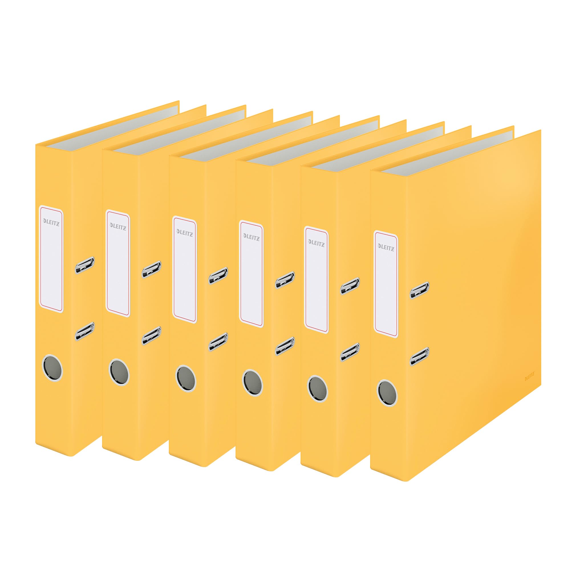 Leitz Cosy Series 10620019 Quality Binder, Pack of 6, A4, 350 Sheets, 5 cm Spine Width, Warm Yellow