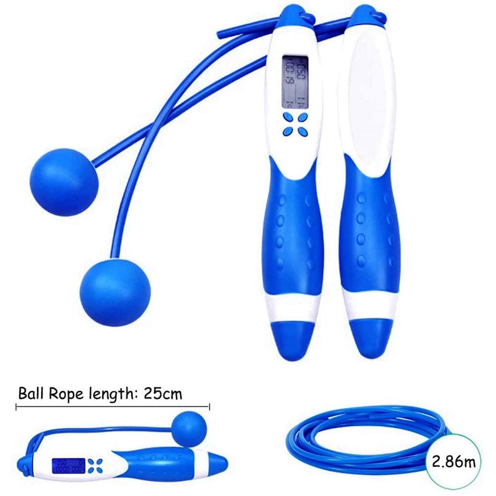 Jump Rope, Digital Counting Jump rope, Non-Winding Multifunctional Intelligent Timing Counting Skipping Rope for Rope/Cordless Fitness Boxing Training Suitable for Men, Women, Children(Blue) 5