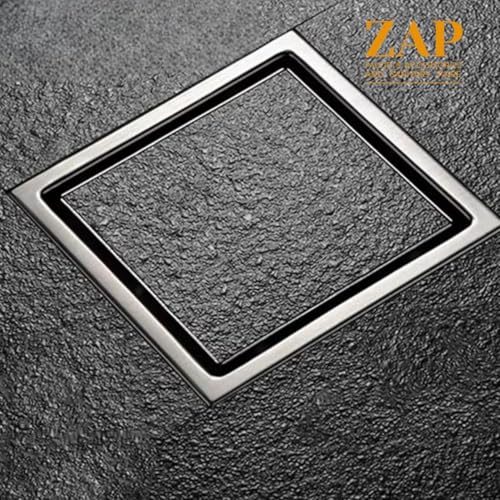 Image of ZAP 6 inch x 6 inch SS 304 Tile & Marble Insert Floor Drain with Cockroach Trap | Stainless Steel Bathroom & Kitchen Drain | Chrome Finish Waste Water Grating
