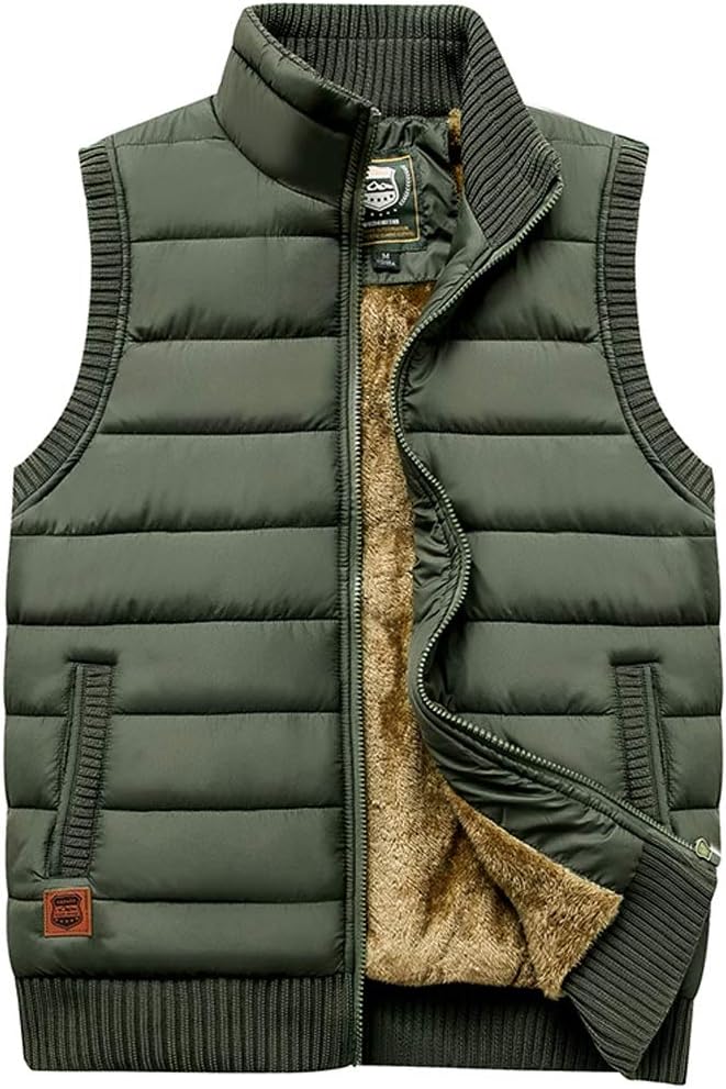Vcansion Men’s Outdoor Stand Collar Fleece Jacket Vest Casual Padded Vest Coats Vcansion Men’s Outdoor Stand Collar Fleece Jacket Vest Casual Padded Vest Coats