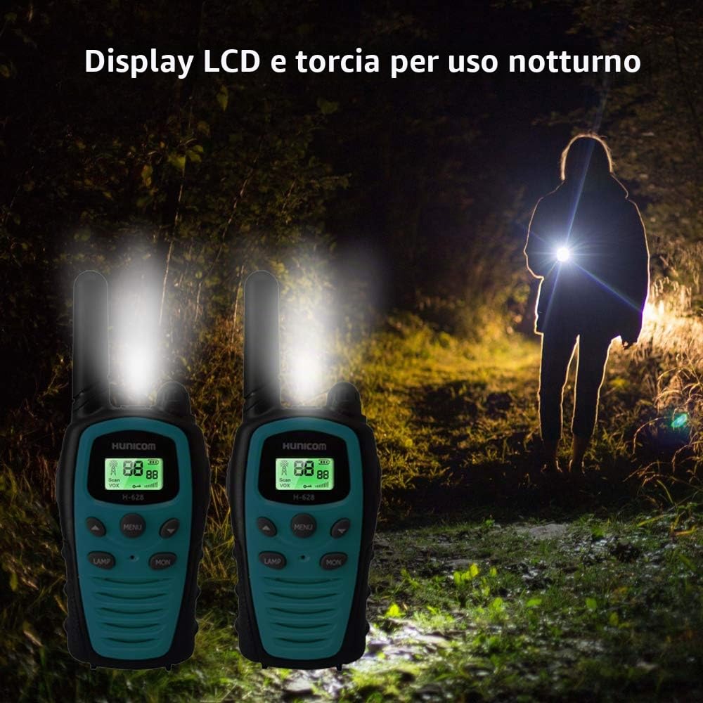 Walkie Talkies per adulti a lungo raggio, le migliori radio bidirezionali PMR Walky Talky VOX mano libera 5 km con torcia LCD per avventure all'aperto, campeggio escursionismo