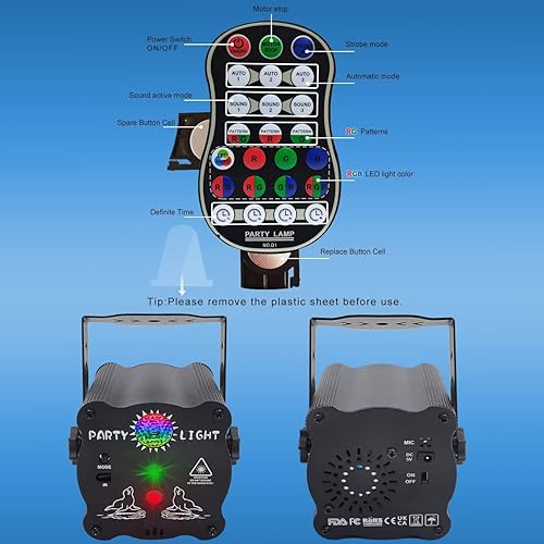 Miniatura 6 de Luces de fiesta para DJ, luces de discoteca activadas por sonido con control remoto para fiesta de baile, karaoke, sala de estar, pub Alimentado por