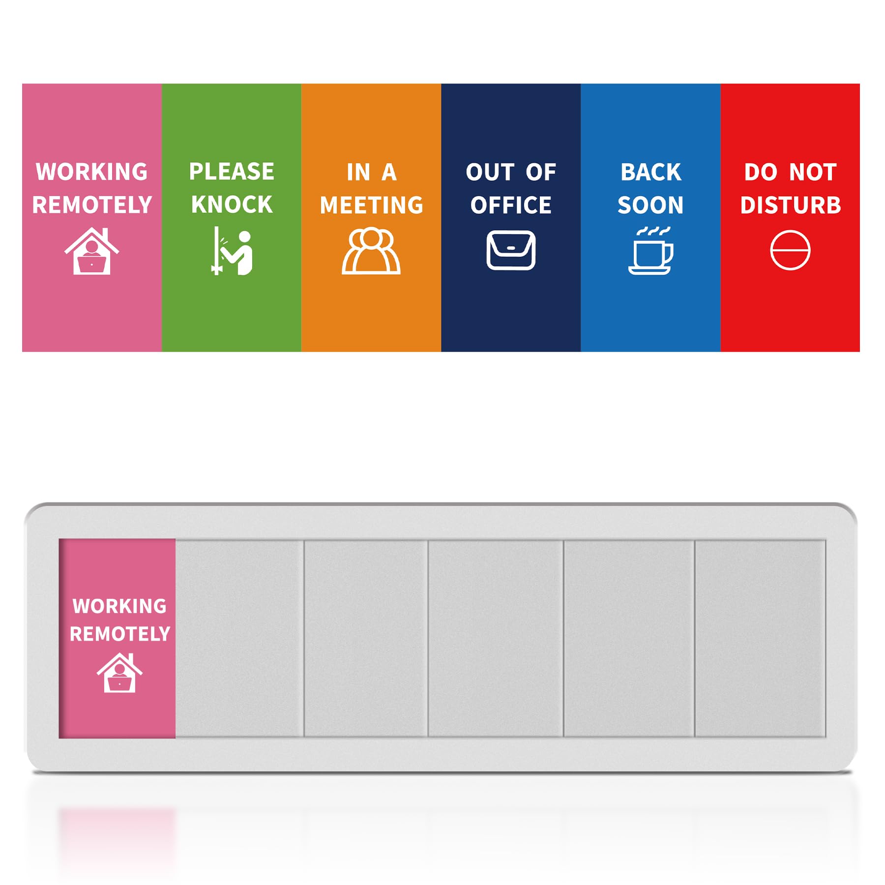 Office Door Signs 6 Options Do Not Disturb, Please Knock, In A Meeting, Out Of Office, Working Remotely Back Soon Privacy Door Slider Sign For Meeting