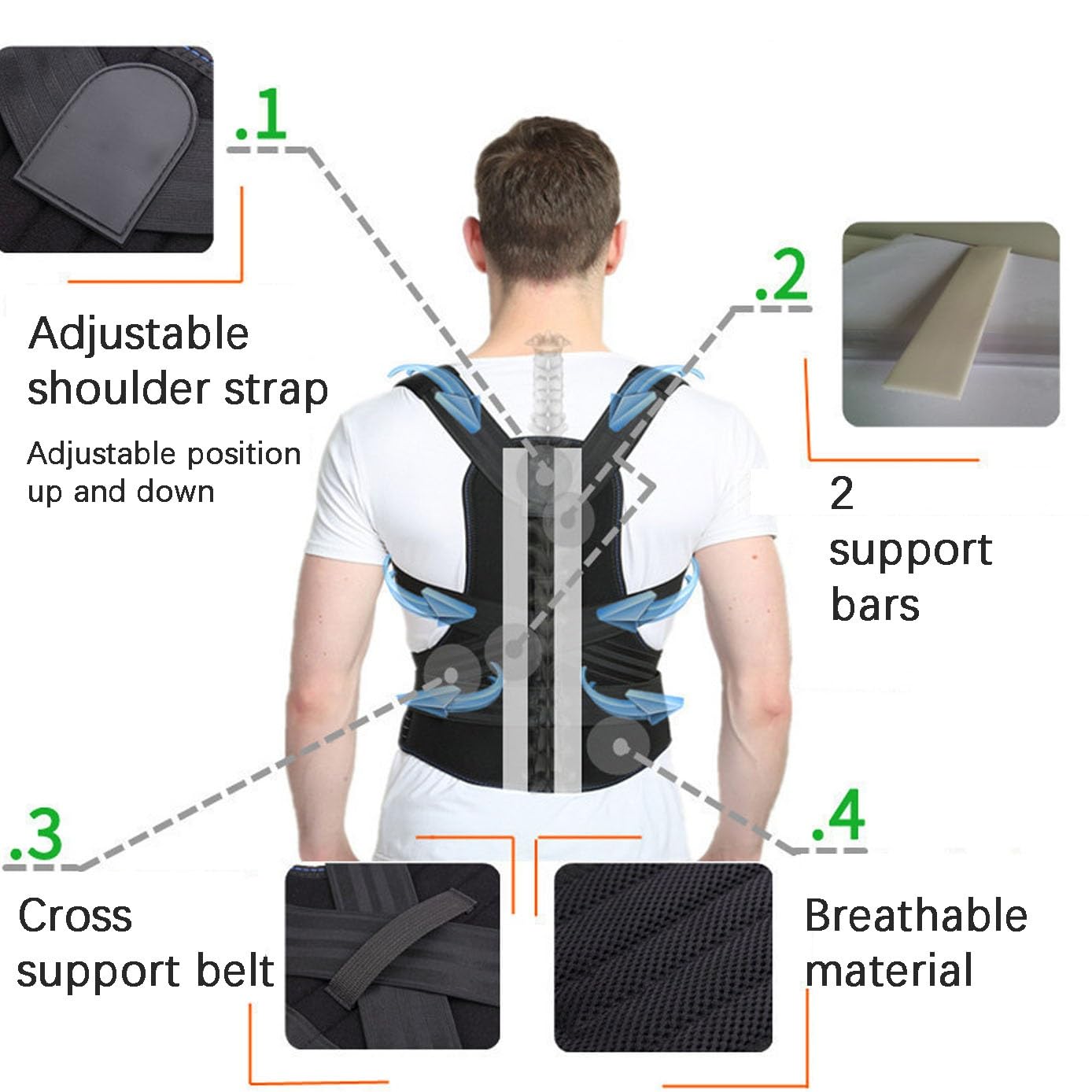 M-5XL Grande Taille Correcteur De Posture for Hommes Et Femmes Ceinture De Soutien Lombaire Décompression du Cou Épaules Soulagement Douleur Ceinture Colonne Vertébrale(4XL)