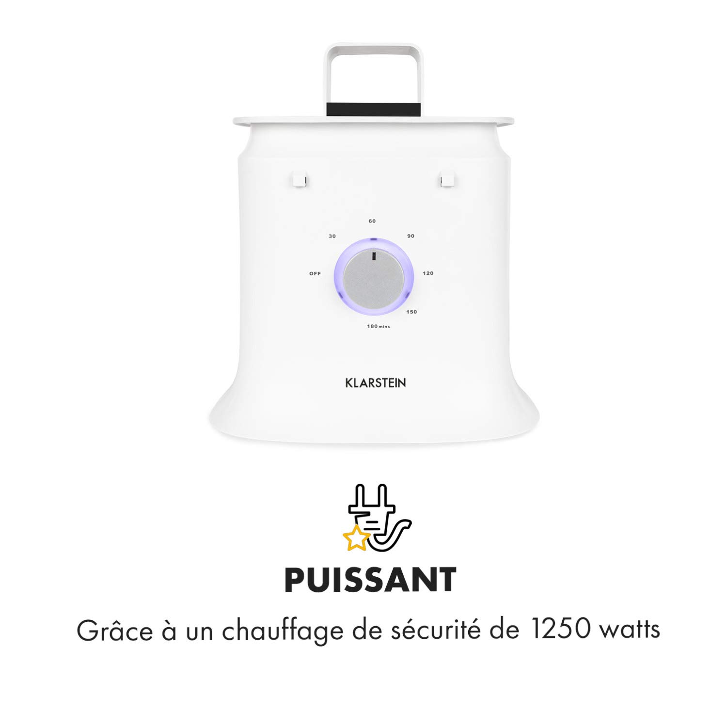 KLARSTEIN ShirtButler Deluxe - Centre de Repassage, Sèche et repasse, 1250 Watts, Taille compacte, Construction Solide, Voyant de contrôle LED, Matériau : Nylon Oxford, 6 Niveaux - Blanc Neige