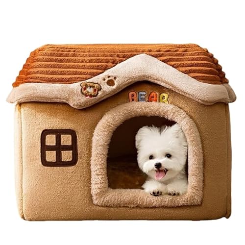 ペットハウス ペットベッド 猫 ハウス 猫ベッド 犬小屋 室内 犬ハウス 犬ベッド 夏 ペットベッド 夏用 クッション型 かわいい 両用 折りたたみ クッション 取り外し可能 いぬ ねこ 犬 猫 小型犬 洗える (ブラウン,M)