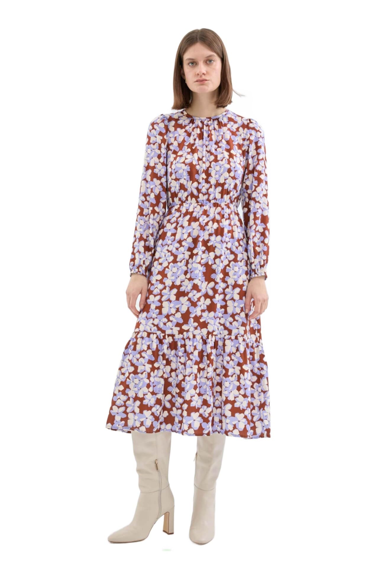Compañía Fantástica Women's Brown Compania Fantastica A-Line Midi Dress With Floral Print