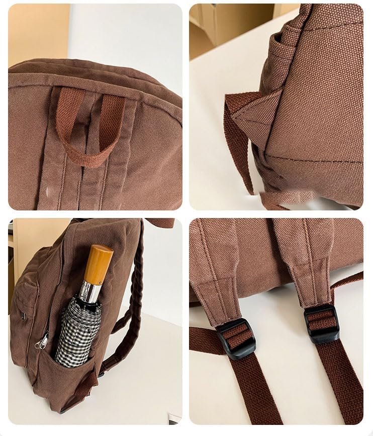 Miniatura 4 de Mochila de lona estética vintage Y2k para mujeres y hombres, mochila casual grunge para laptop, mochila hippie 2025 moderna mochila, Verde militar,