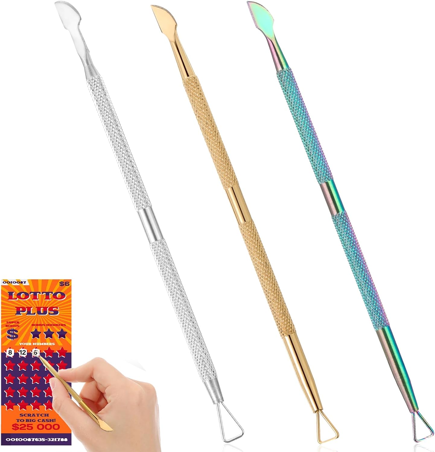 3 Pcs Metal Lotto Scratcher Label Scraper Lottery Ticket Scratcher Tool Scratch Off Tool Multi Use Scraping Backscratchers Scratch Off The Hard to Remove Pin Numbers On Present Cards