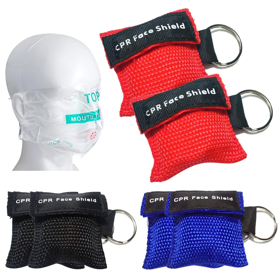 Pocket Mask 6 Mascherine Cpr E, Protezione Viso Emergenza Con Valvola Unidirezionale, Colori Rosso, Blu E Nero, Dimensioni 5X5,5Cm
