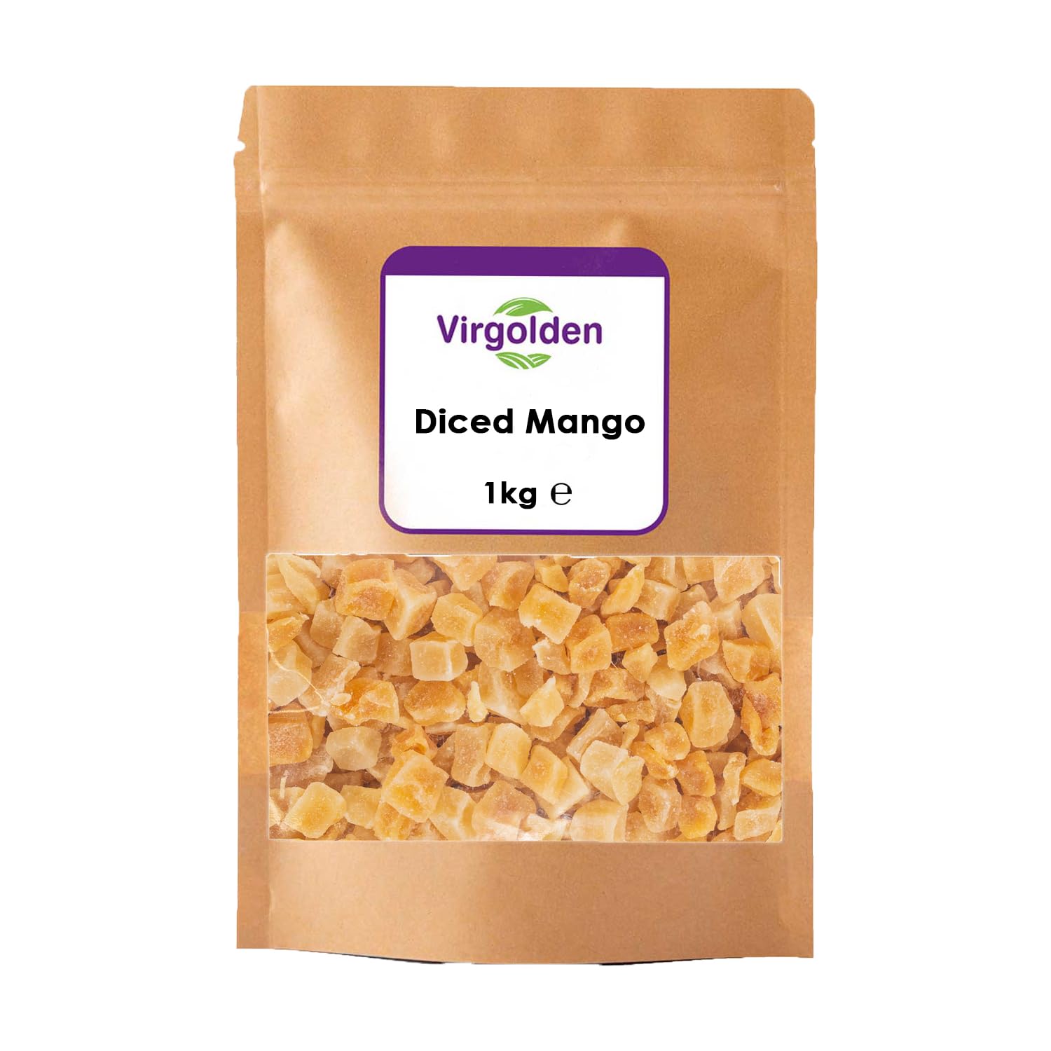 Diced Mango 1kg by Virgolden- Perfect for Vegetarians, Ideal for Baking, Granola, Breakfast, Snacking, Desserts, and Trail Mixes, Enjoy the Exotic Flavour of Dehydrated Tropical Mangoes!