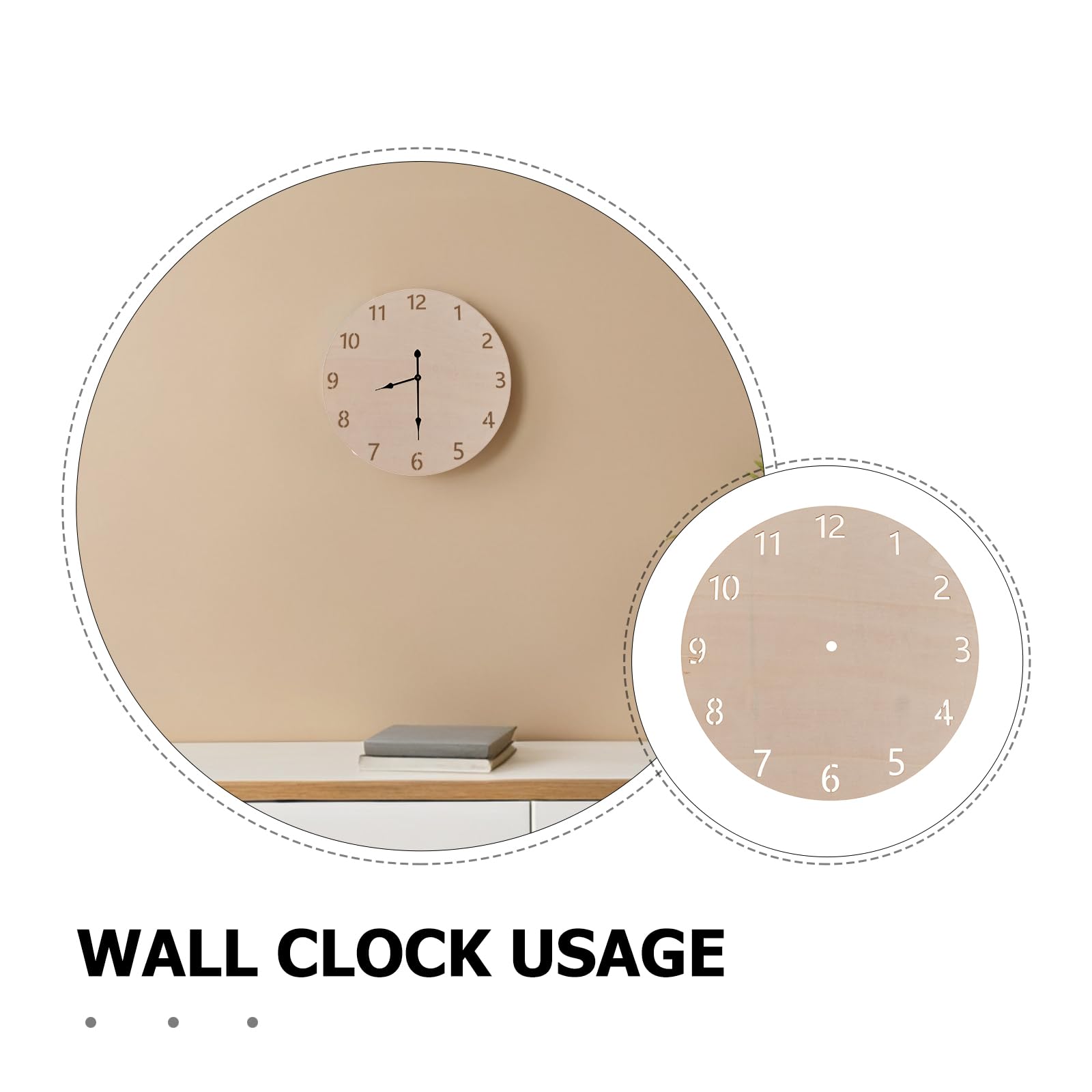 Kit 5 Pezzi Quadranti Orologio in Legno Rotondi per Bricolage, Resistente All'usura, Materiale Naturale Beige, per Progetti di Natale e Decorazioni Fai da Te