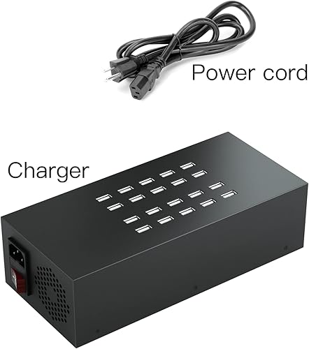 Miniatura 6 de Estación de carga para múltiples dispositivos, estación de carga USB de 200 W, estación de carga de teléfono de 20 puertos, estación de carga USB