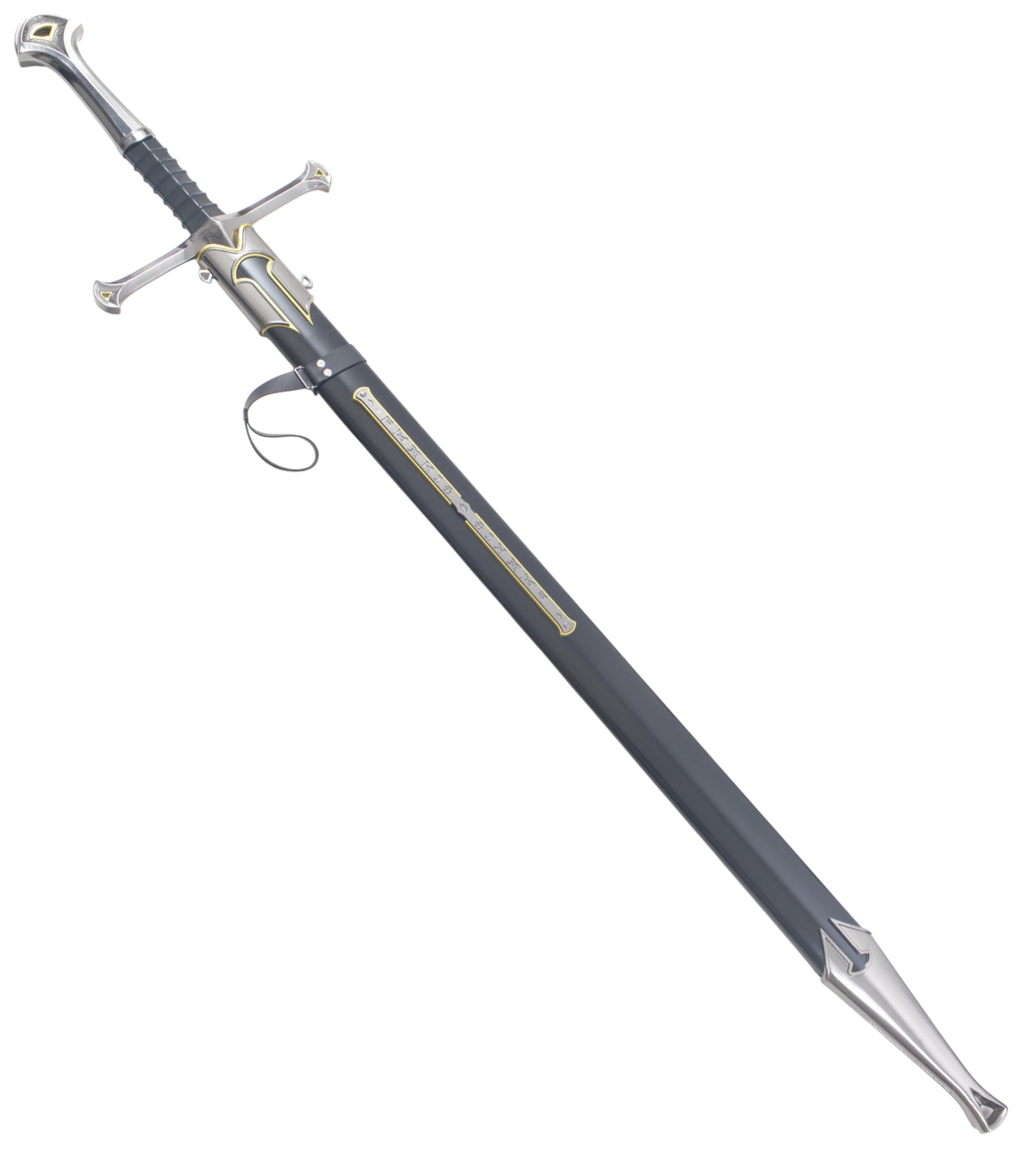 REPLIKSWORD Le Seigneur des Anneaux Epee Anduril en Bois Aragorn Sabre + Fourreau - Lame Decoration Cosplay + Presentoir Inclus