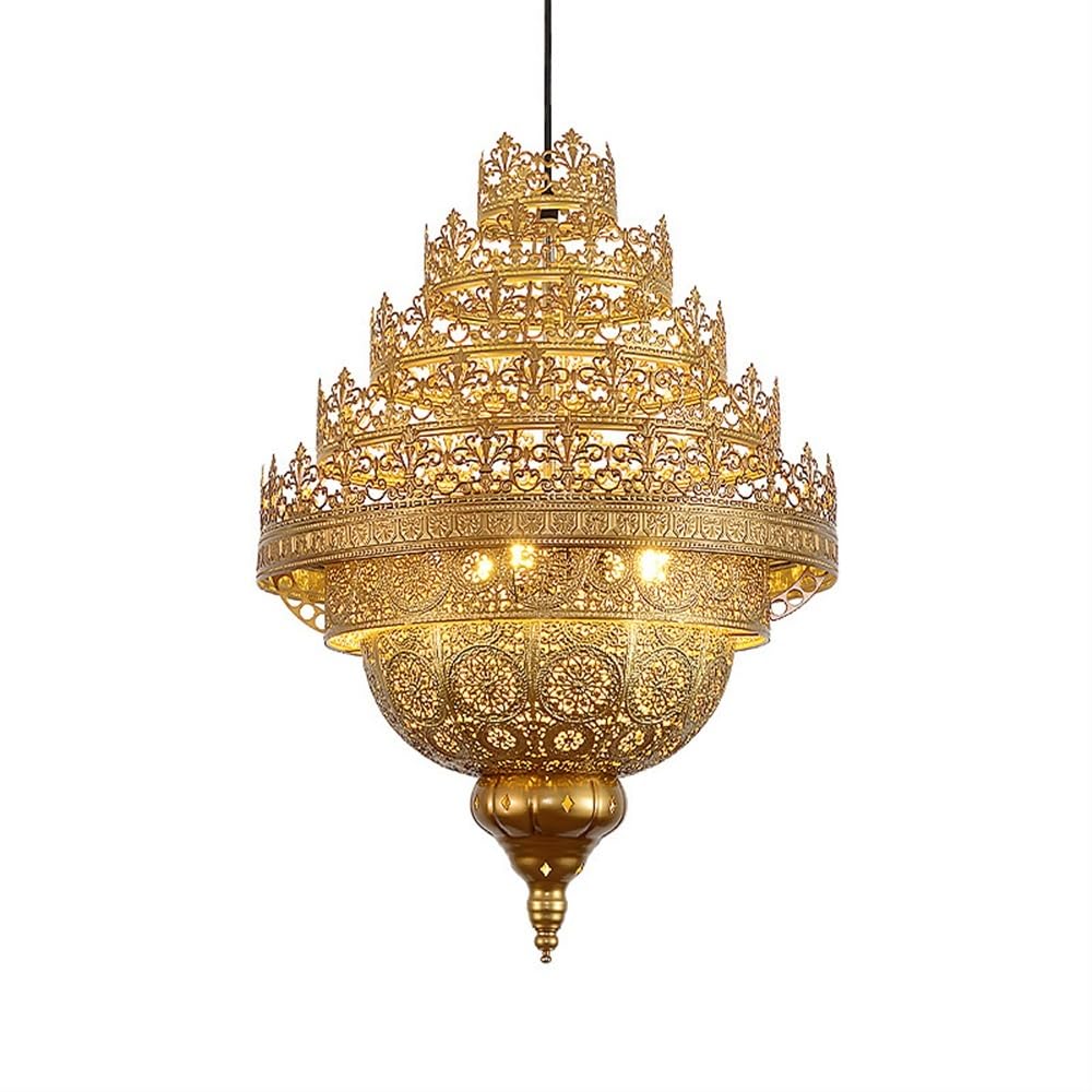 Lustre arabe couronne dorée pour illuminer votre table de restaurant et cuisine