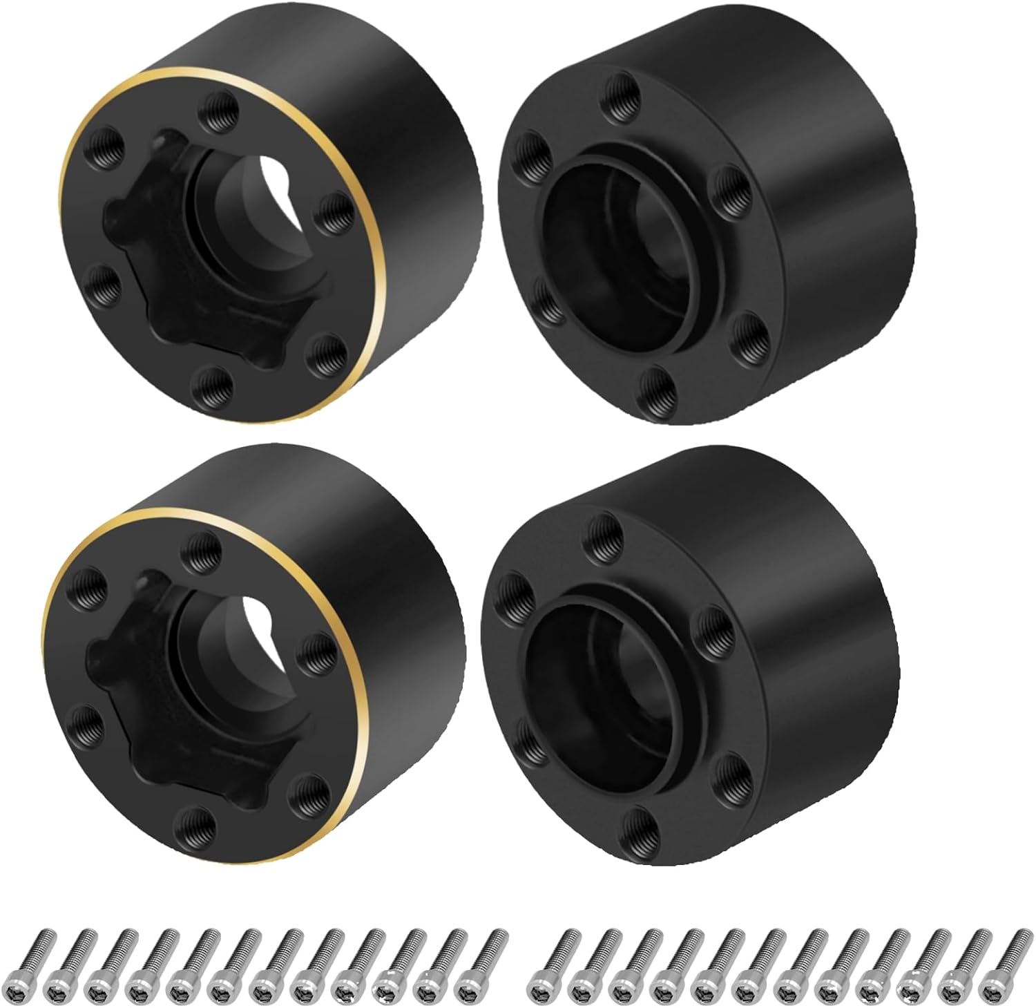 4Pcs RC Brass Weights 12mm Hex Hub Extended Wheel Hub Widen Adapters for 1.9inch Beadlock Wheels Rims Widen Adapter Axial SCX10 90046 TRX4 Wraith Gen7 Gen8 D90 CC01 1/10 RC Crawler (12mm)