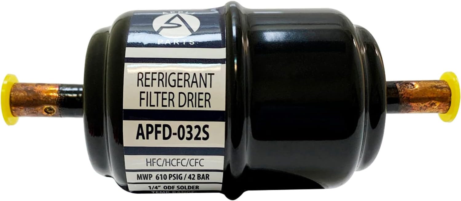 Appli Parts APFD-032S Filtro Secador 1/4 pulg para linea Liquido para Sistemas de Refrigeracion y aire acondicionado 032S ODF Soldable Universal Unidireccional 102mm Largo 25mm Ancho
