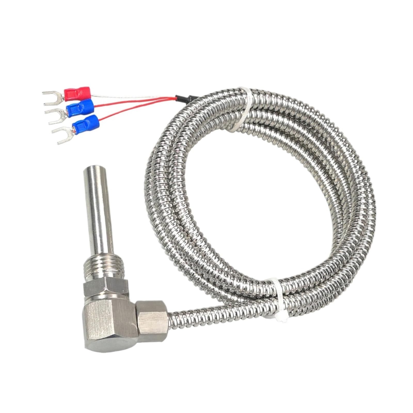 Sensor de temperatura del cojinete Sonda PT100 Sensor de temperatura roscado en forma de L Sonda industrial de acero inoxidable(Pt100 2M Dual)