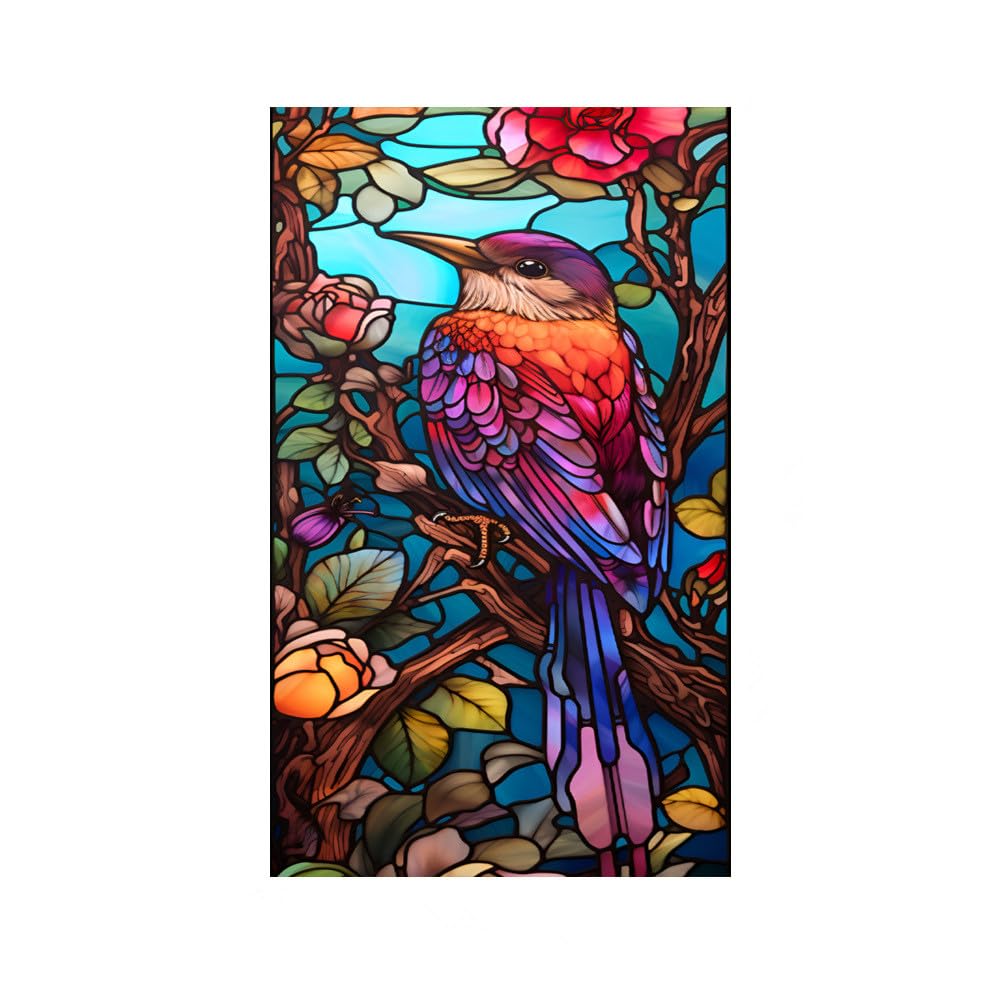 Vinilos para Cristalesflores Y Pájaros Adhesivo Ventanas Translúcido Privacidad Decorativa del Película De Ventana,Lámina Pegatina Sin Pegamento Electrostatica,para Oficina, Hogar