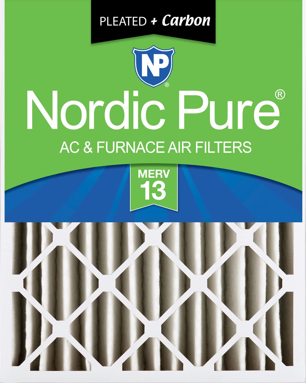 nordic pure 16x24x4 (actual size: 15 3/8 x 23 3/8 x 3 5/8) pleated air filters merv 13 plus carbon 1 pack