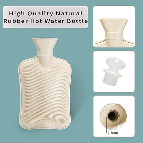 Miniatura 2 de Botella de agua caliente de goma con tapa suave (2 litros), bolsa de agua caliente para calambres, alivio del dolor, paquete extraíble de agua