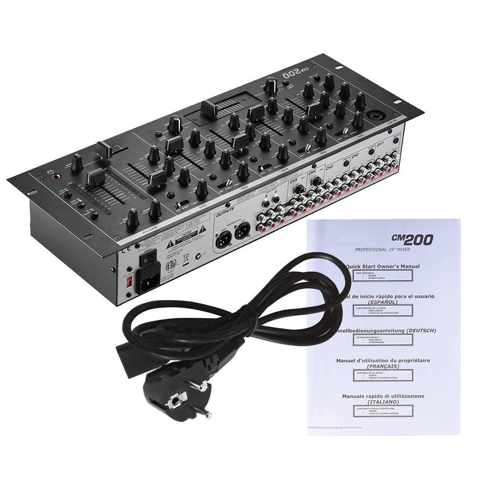 Mesa de Mezclas,ERYUE Profesional de 5 canales para DJ de montaje en rack mezclador estéreo consola de mezclas