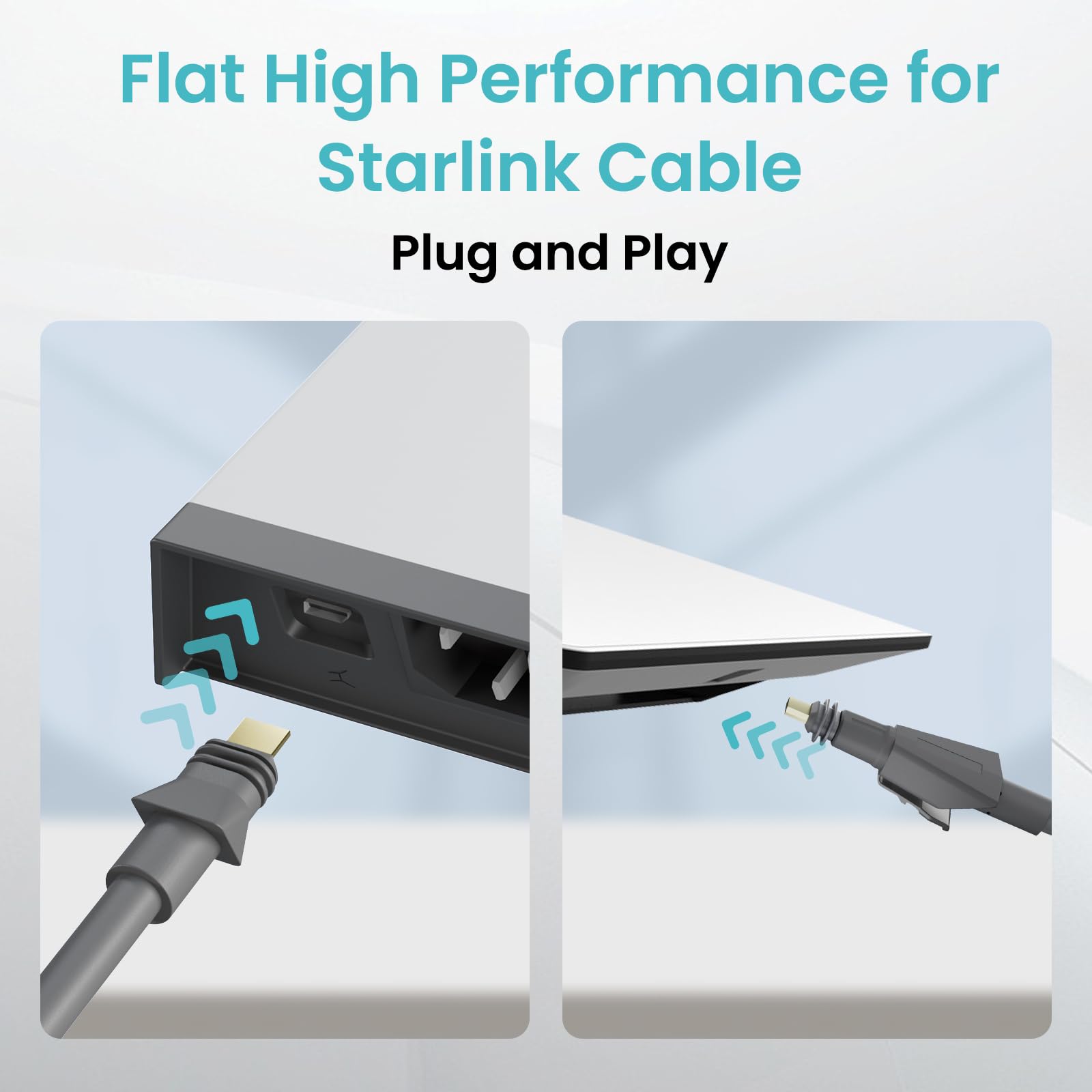 Starlink-Kabel 25 m, Grau, Stecker auf Buchse, für Starlink Flat High Performance, Hochleistungskabel mit Allwetter-Konnektivität und Plug-and-Play-Funktionalität