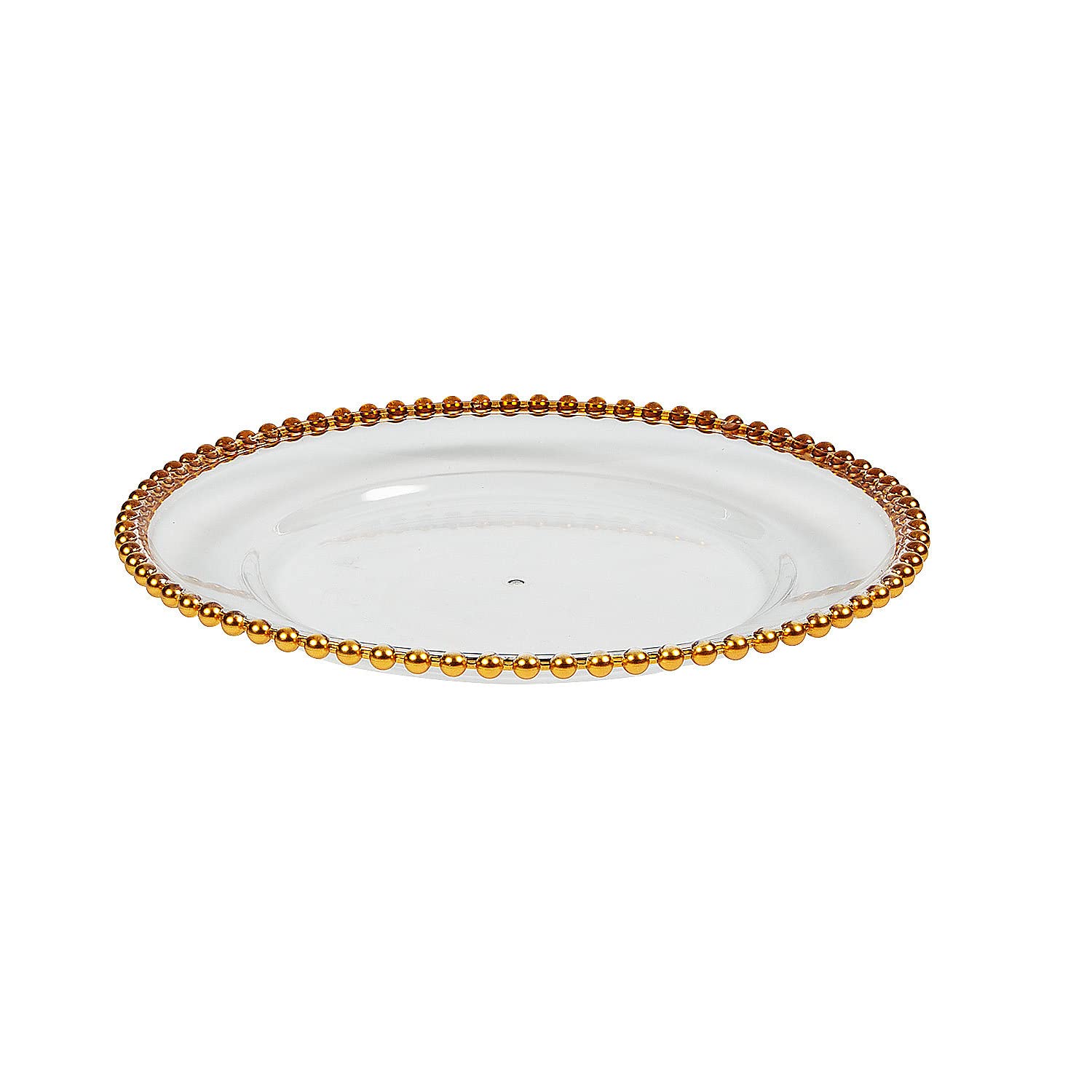 Fun Express Clear Chargers with Gold Beaded Trim - 6 Ct.