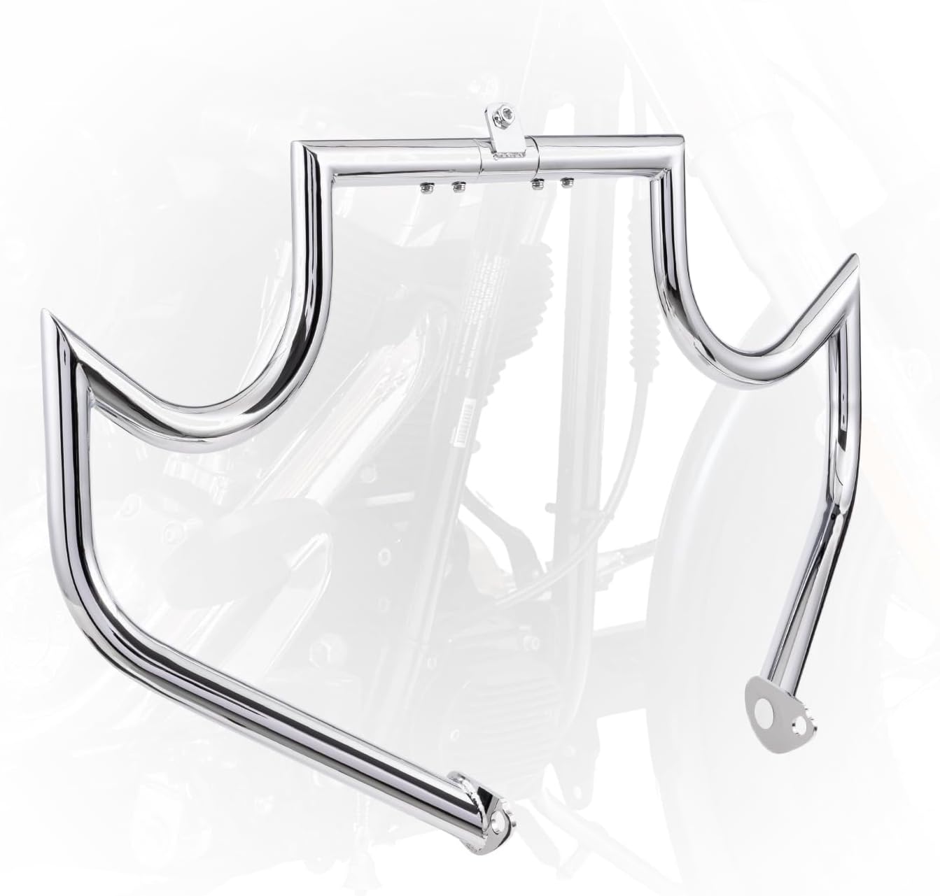 Mustache Style Engine Guard Crash Bar Highway Bar for Harley Davidson Touring Road King Street Glide Electra Glide CVO and Trike Models 97-08 (Chrome)