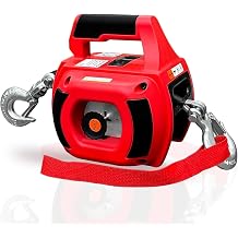 Portable Drill Winch Drill Powered Winch with Alloy Steel Wire Rope, Handheld Drill Winch for Lifting, Dragging, HandlingRed 1000LBS