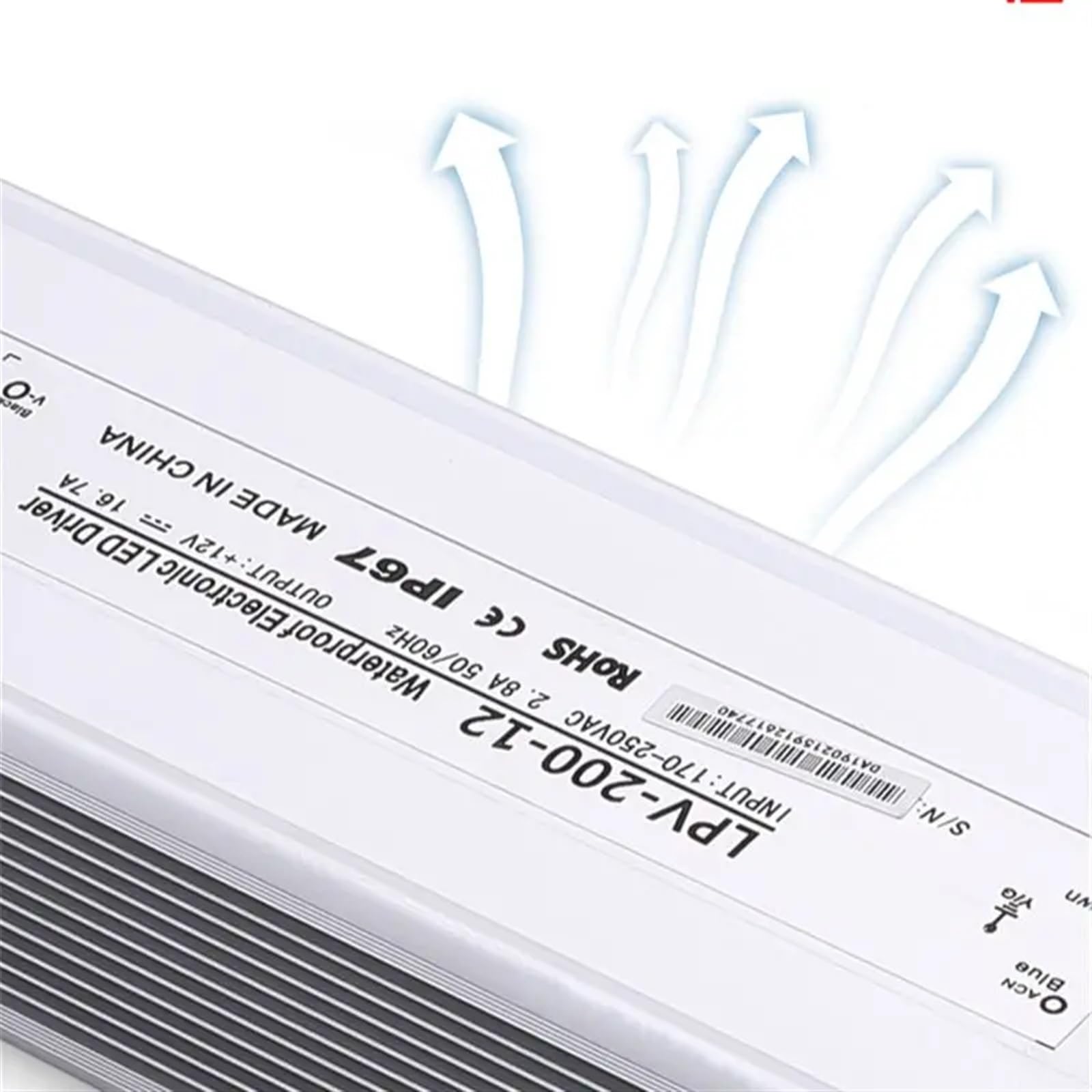 Schaltnetzteil (SMPS), 200 W, 12 V, für den Außenbereich, wasserdicht, für LED-Lichtsteuerung, Aluminiumgehäuse LPV-200-12 (110 V)