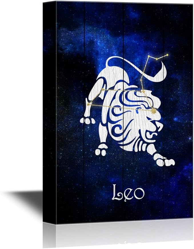 wall26 - 12 Zodiac Signs Constellation Canvas Wall Art - Leo - Gallery Wrap Modern Home Art | Ready to Hang - 24x36 inches