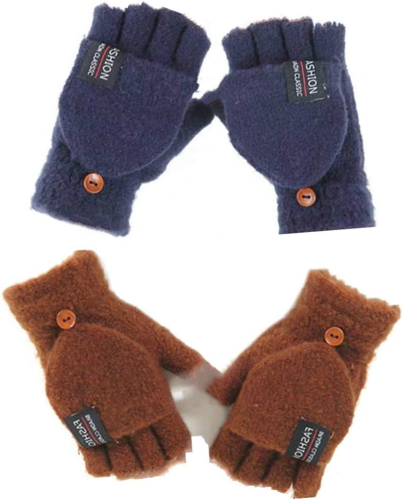 Women & Men USB Heated Gloves Knitting Hands Full & Half Heated Fingerless Warmer Winter Hands Warm Gloves [2 Pack]