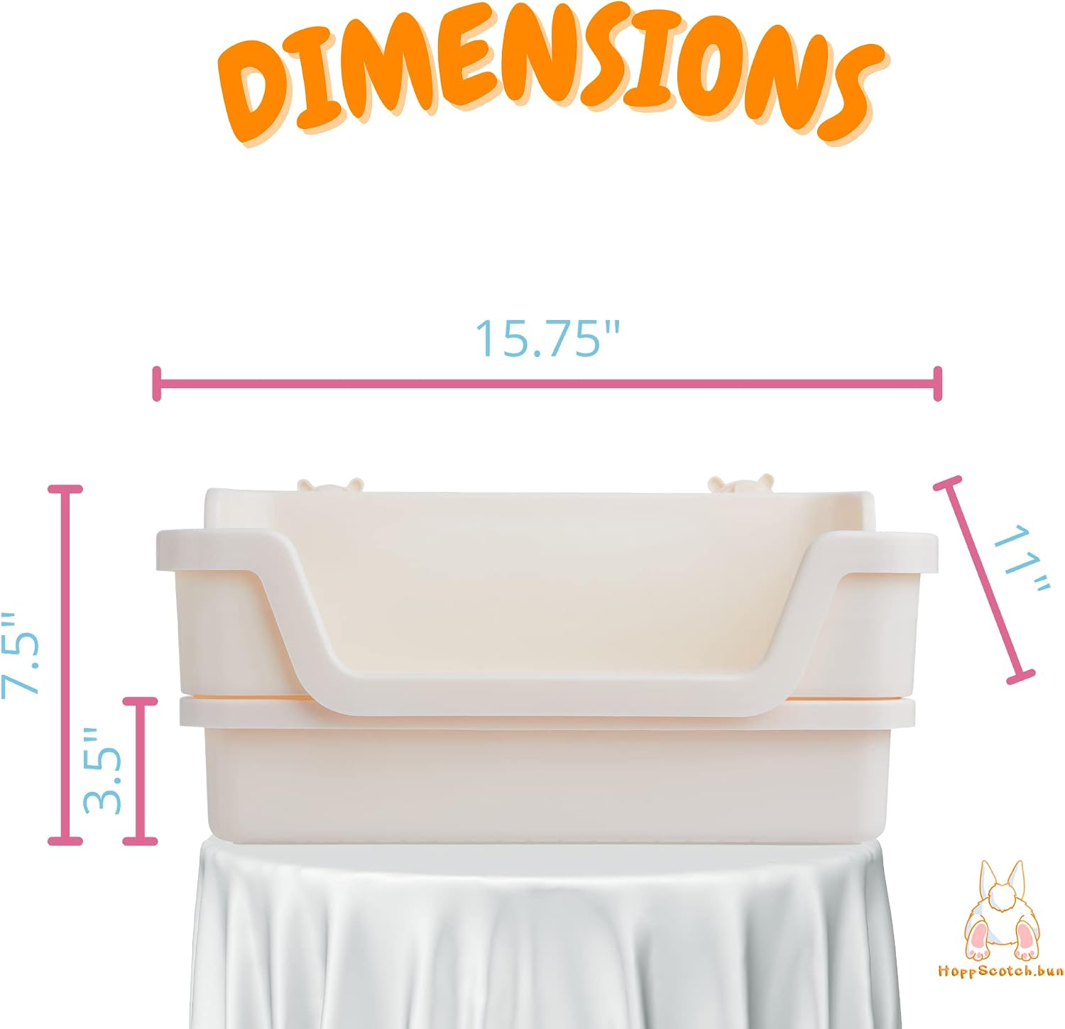 HoppScotch.bun Bumbox Large Rabbit Litter Box w Plastic Grid & Dump Tray-Bunny Poop Tray Safe for Bunny Feet Pet Bunny Supplies- Rabbit Cage Accessories for Training Corner Bunny Litter Pan