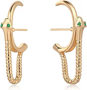 FETTERO Gold Stud Earrings for Women, 14K Gold Plated Hypoallergenic Earrings, Dainty Animal Snake Earring | Cartilage Piercing Jewelry | Gold Earrings for Women