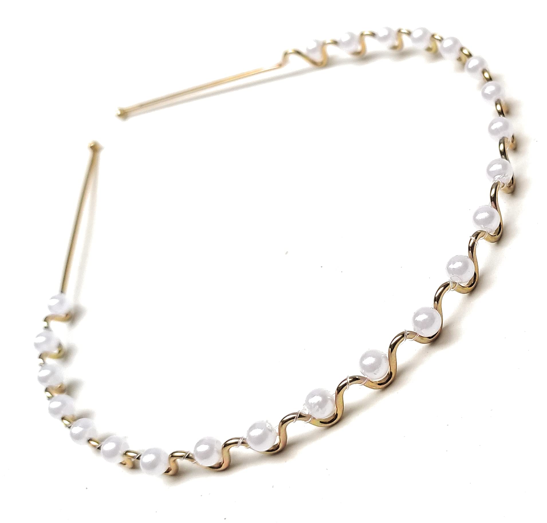 triplc MOOLYAVAAN PRODUCTS Pearl Beads Hairband Studded Silver White Metal Headband Hair Accessories for Women and Girls (Pack of 1)-picture-15
