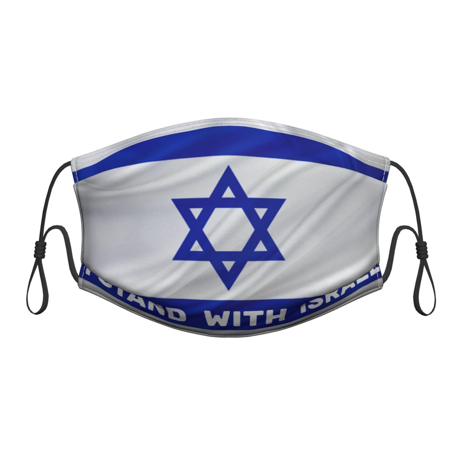 I Stand with Israel Face Mask Adult Dust Washable Reusable with Filters Black