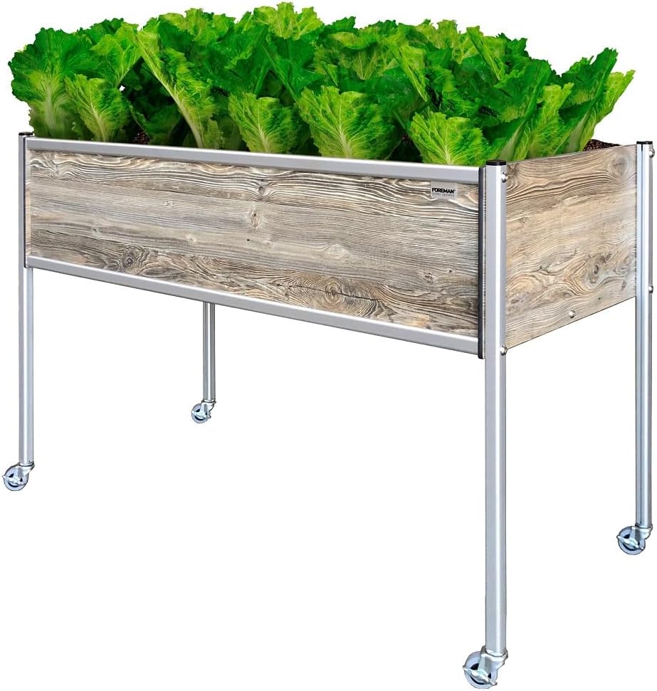 Premium HPL Plastic Wood Grain Raised Garden Bed with Aluminum Legs