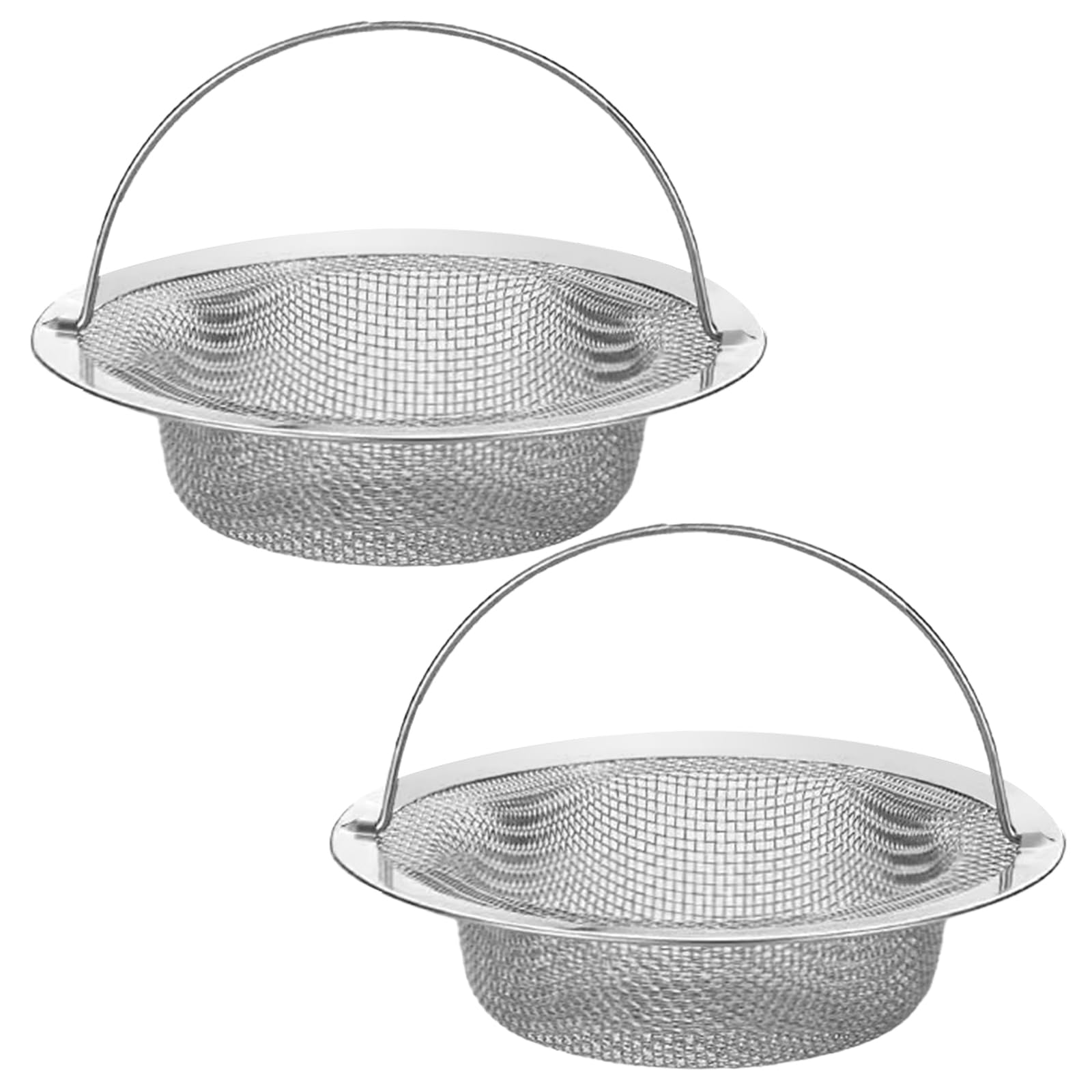 2 Pack Stainless Steel Kitchen Sink Strainer, Sink Strainer Basket with Ergonomic Lift-Up Handle, Anti-Clogging Drain Cover for Sink Plug, Food Catcher for Kitchen/Bathroom Sinks - Outer Dia 11cm, Inn