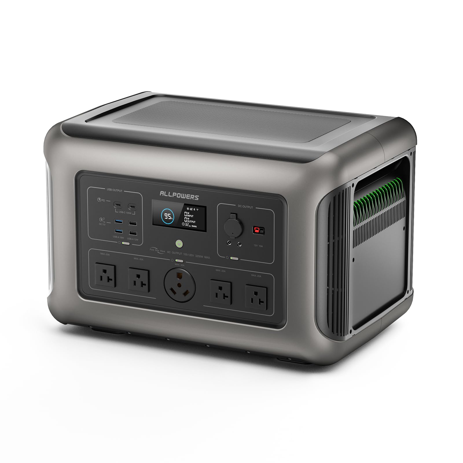 ALLPOWERS R3500 Portable Power Station 3200W 3168Wh LiFePO4 Portable Home Battery 0-100 in 2 Hrs 5 AC with