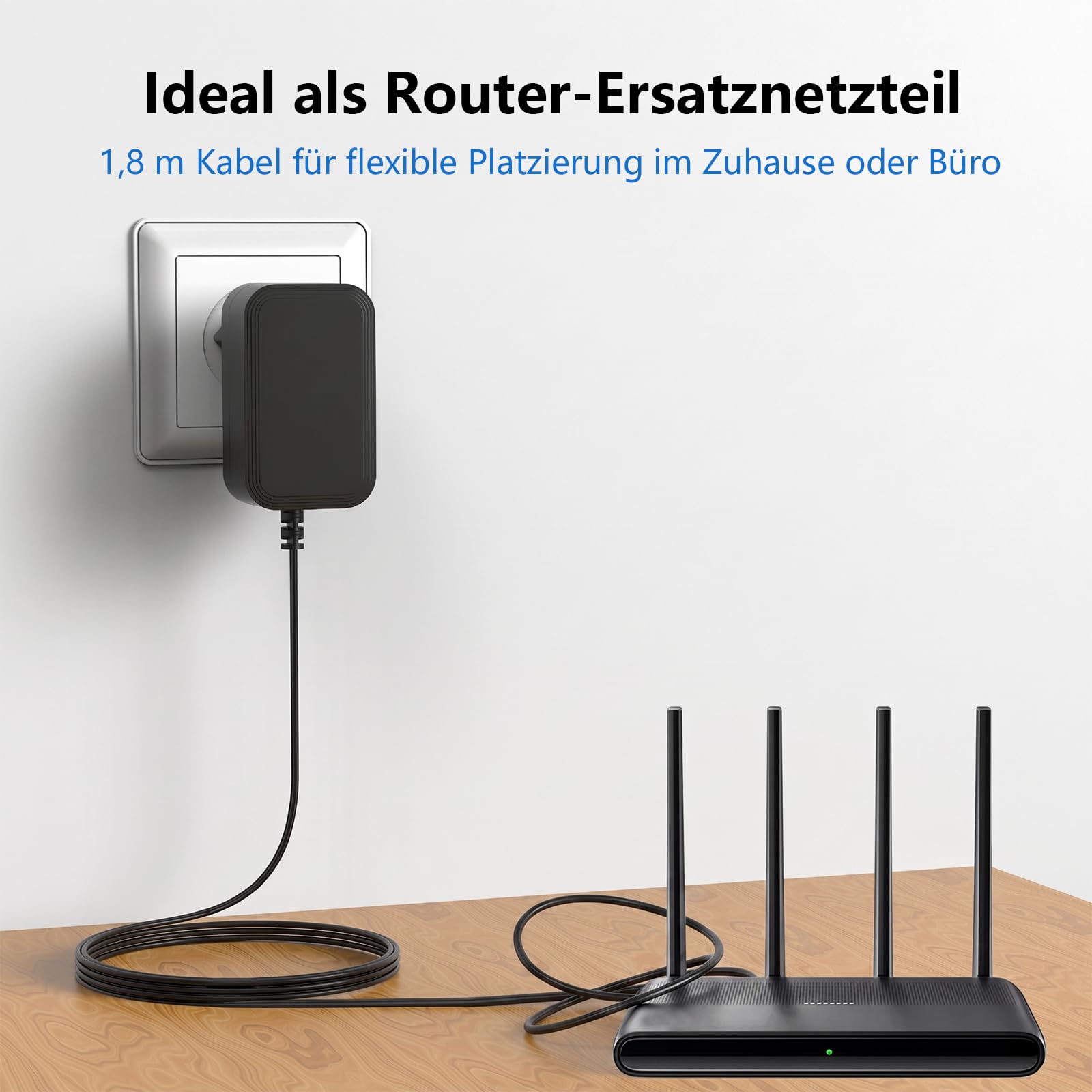 Zasilacz sieciowy 12 V 2 A 24 W z wtyczką drążoną DC 5,5 x 2,1 mm | Do taśm LED, kamer CCTV, DVR NVR, routera WLAN, TV Box